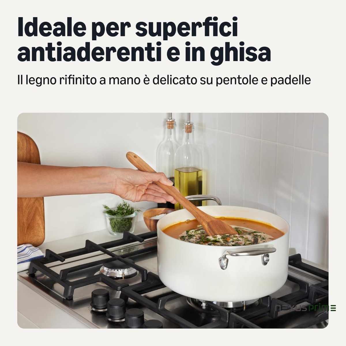 Utensili da Cucina in Legno, Set di 6 Pezzi, Legno di Acacia, Pre-Trattati con Olio, Sicuri per l’Uso con le Pentole - Asset