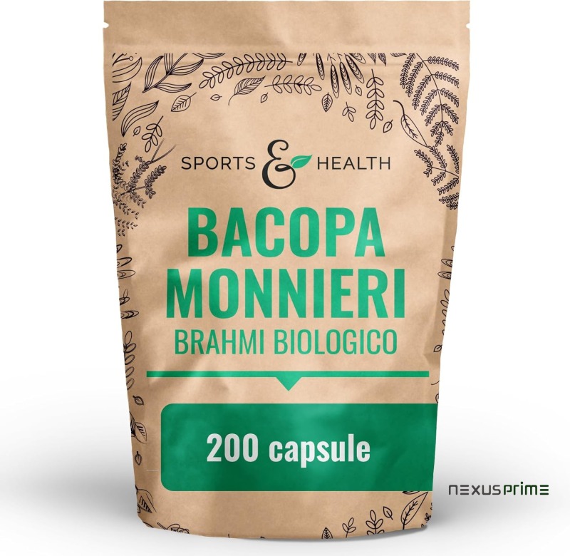 Capsule di Brahmi - 200 Capsule - Integratore Memoria - Bacopa Monnieri Perfettamente Dosata - 1000 mg di Polvere di Brahmi al giorno - Biologico - Vegan - Senza additivi - Ingredienti naturali : Amazon.it: Salute e cura della persona